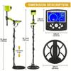 Metal Detector for Adults Analog Pointer Metal Detector with LCD Screen 10'' Waterproof Coil Adjustable All Metal&Disc&Pinpoint