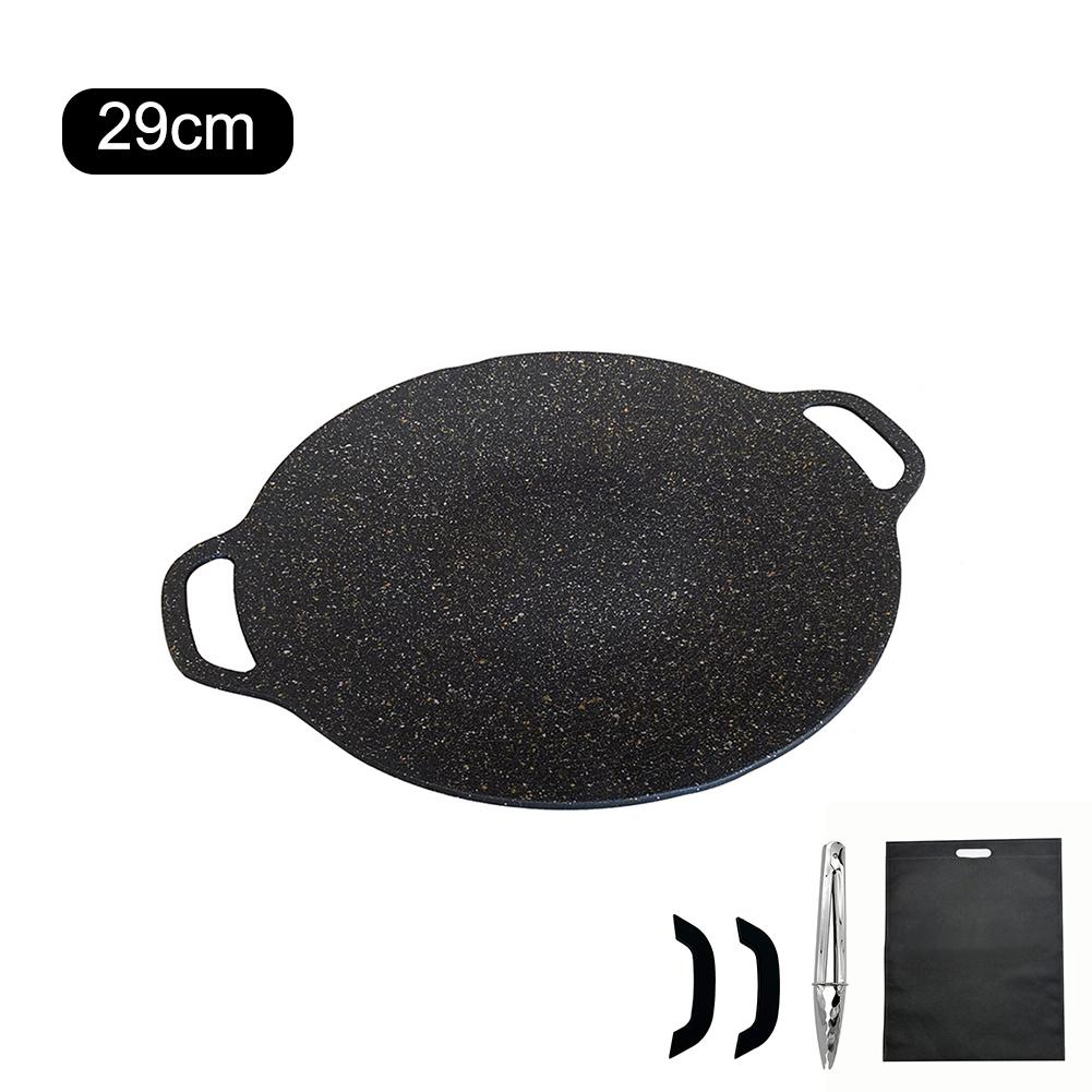 Сковорода для жарки на масле, плоская сковорода для блинов с антипригарным покрытием, противень для барбекю с зажимом для еды, ручка, предотвращающая ожоги, для кемпинга на открытом воздухе, инструмент для барбекю