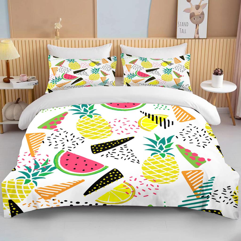 10 Sizes Fruit Pattern Bedding Three Piece Set King Size Double Bedding Set Microfiber Duvet Cover Set Queen Duvet Cover Set