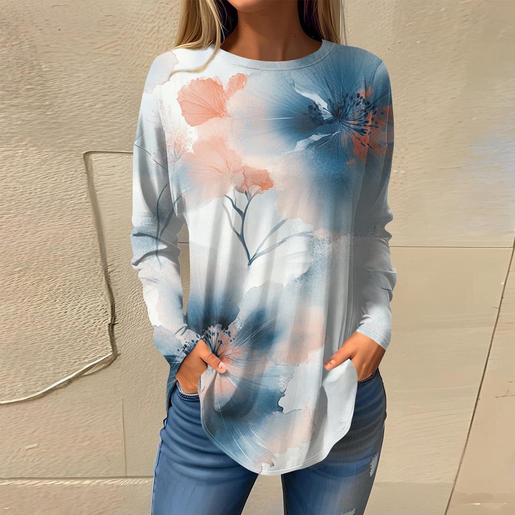 Женская мода с длинным рукавом и круглым вырезом, винтажный асимметричный пуловер