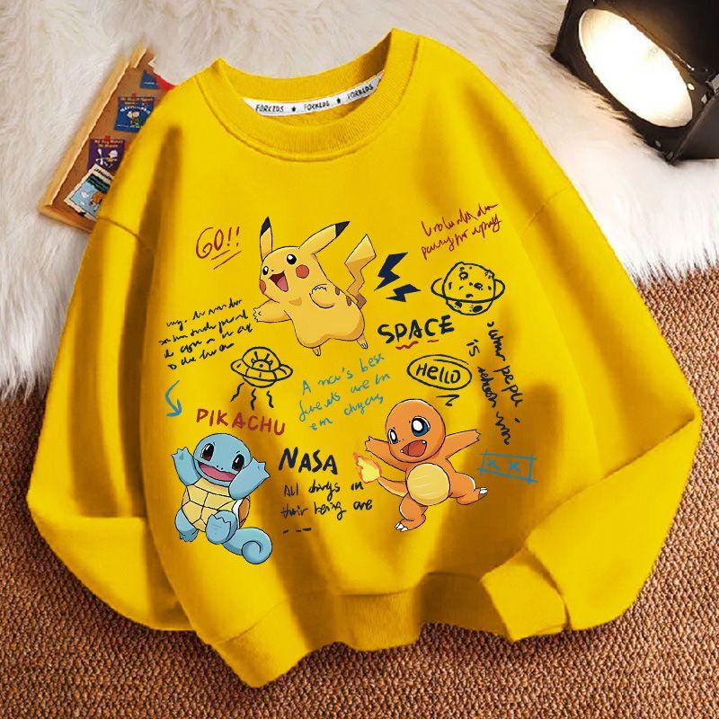Детские модные толстовки с Пикачу, весенне-осенние повседневные толстовки для мальчиков и девочек