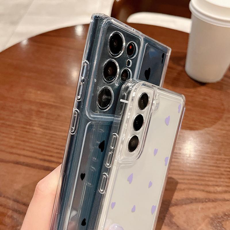 Cute Love Heart Print Phone Cover For Samsung S24 Ultra S23 S22 Plus S21 S20 FE A55 A54 A52 A35 A34 A14 Clear Soft Silicone Shockproof Case