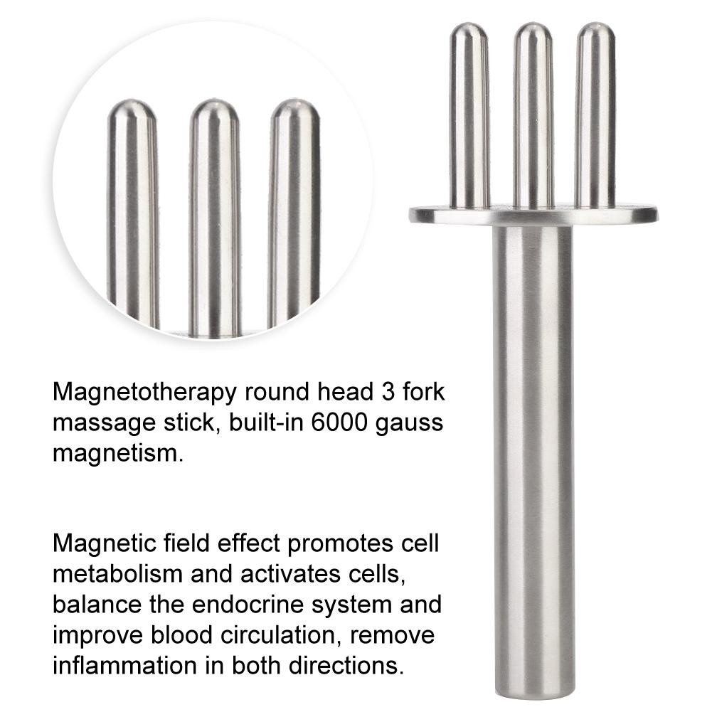 Round Head 3 Fork Massage Stick Acid Drainage Magnetotherapy Acupoint Massage Stick 