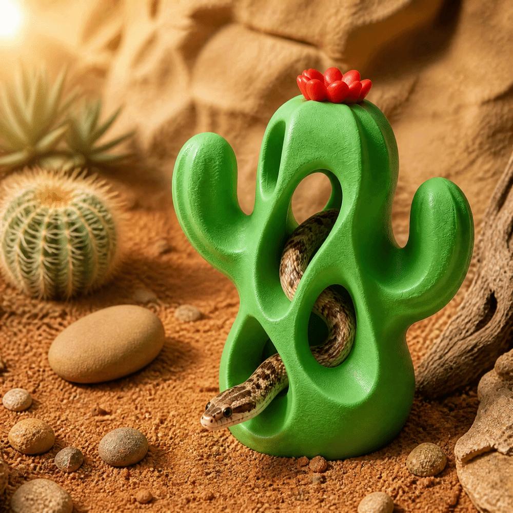 Mini Cactus Hollow Shelter for Small Snake Simulation Snake Cave Reptile Hideout Pet Breeding