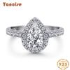 Tancise Women Classic 925 Sterling Silver  Zircon Ring Ladies Jewelry Wedding Promise Party Gift
