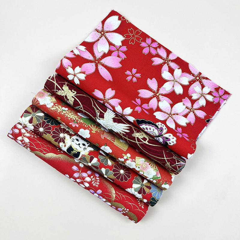 5 шт. ткань с цветочным узором, лоскутная ткань ручной работы, мультяшная хлопковая ткань, японская ткань с принтом 20*25 см