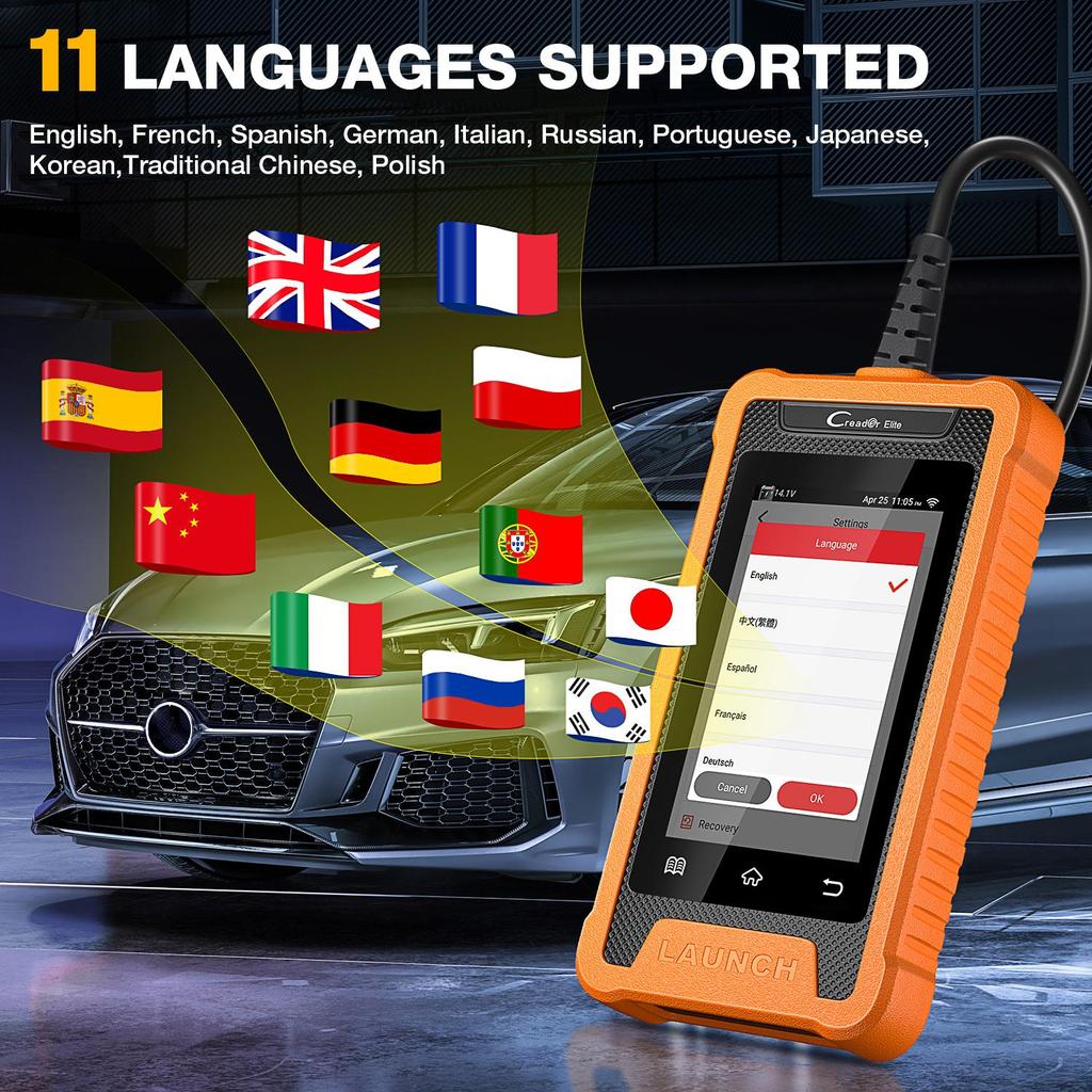 Car Diagnostic Tools LAUNCH X431 Creader Elite For BENZ Full System TPMS 31+ reset Function Online Coding OBD2 Scanner