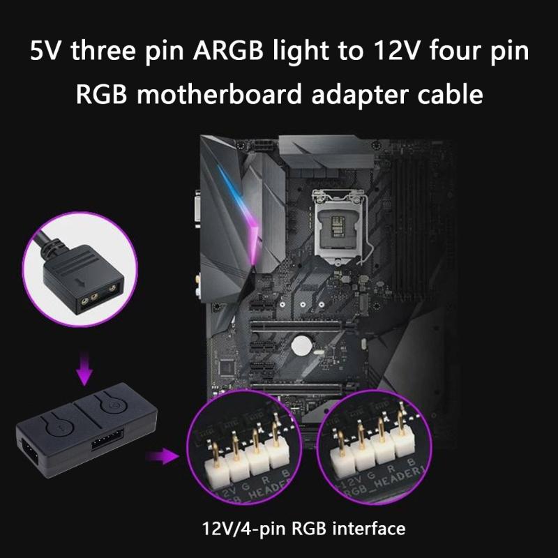 5V 3-контактный ARGB Конвертер 5V в 12V ARGB Передача 3-контактный в 4-контактный ARGB Адаптер-разветвитель для вентилятора с ARGB подсветкой