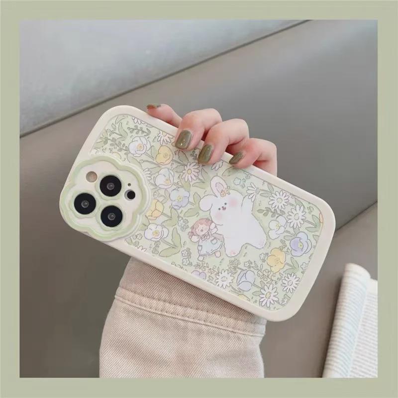 Чехол для iPhone 11/12/13 Pro Max/XR — цветочный дизайн в корейском стиле