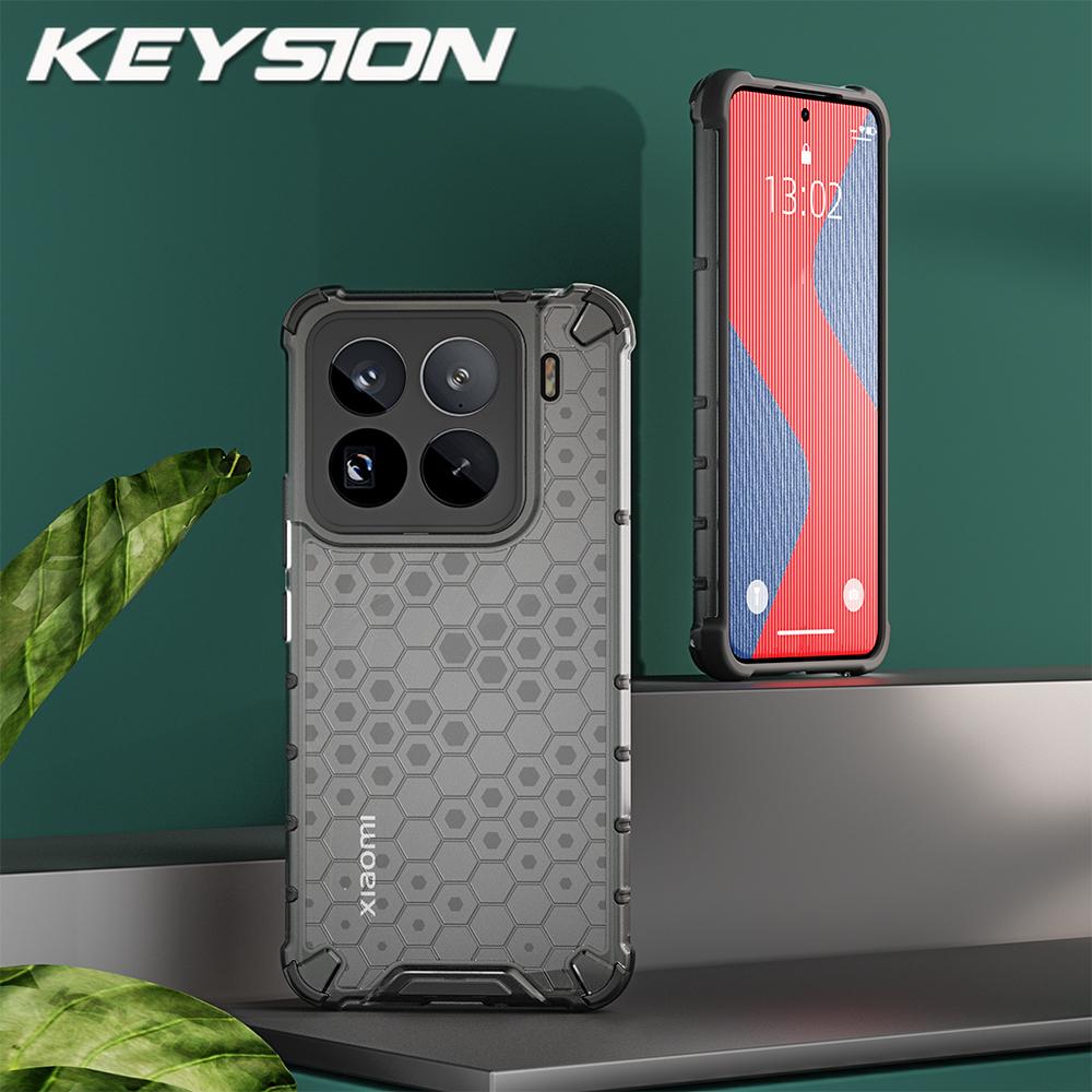KEYSION Shockproof Armor Case for Xiaomi 15 5G Soft Silicone+PC Transparent Honeycomb Phone Back Cover for Xiaomi 15 Pro 5G