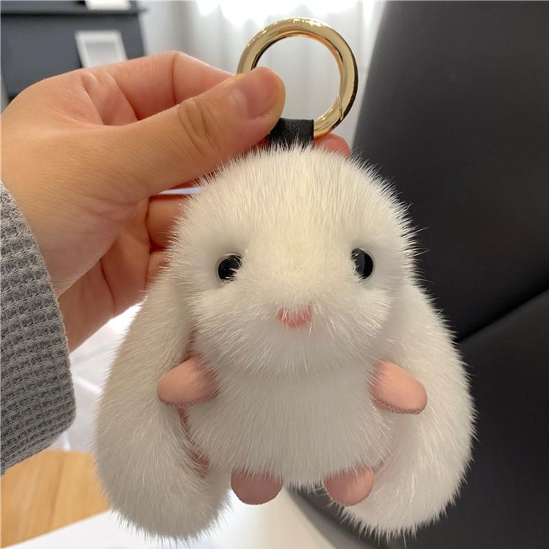 15cm Fluffy Rabbit Fur Pompon Bunny Soft Cute Rabbit Toy Bag Decoration Accessories Gift for Girls Bag Charm