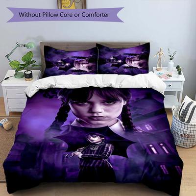 3pcs Wednesday Addams1 Pattern Bedding Set Duvet Cover Set Includes Duvet Cover &pillowcases, Perfect All Season Bedroom Decoration & Gift