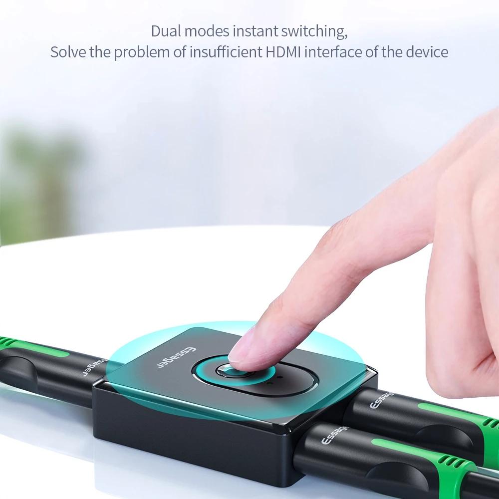 Essager HD-совместимый разветвитель HD4K 1x2/2x1, разъем переключателя, преобразователь выходов 2 в 1, HD-совместимый коммутатор для PS4 Xbox TV BOX