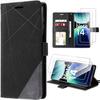 Case + 2 Tempered Glasses for Xiaomi Redmi Note 14 Pro Plus 5G / Redmi Note 14 Pro+ 5G, Scratch-Resistant Black PU Leather