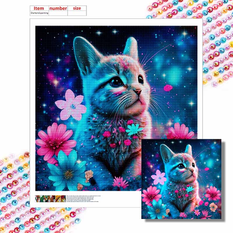 Новое поступление 5D DIY Полный круг Алмазная мозаика «Цветы и кошки» Вышивка Крестиком Декор для дома Подарок
