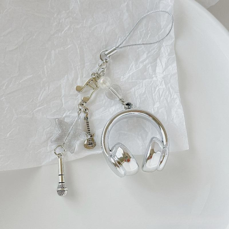 Ins Wind Music Headset Shape Mobile Phone Chain Personality Backpack Pendant Musical Note Keychain Creative High-value Pendant