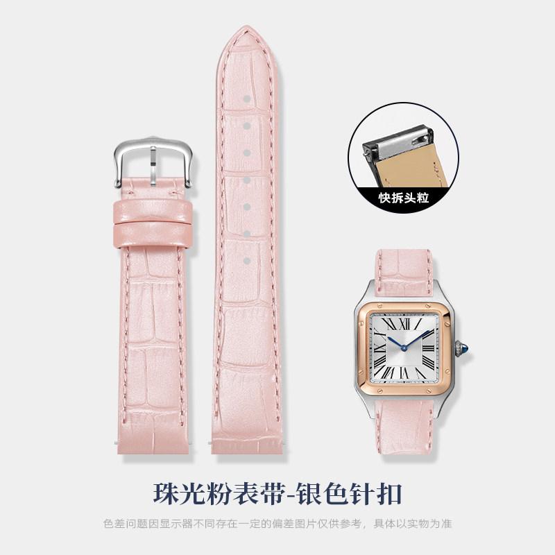 Для часов Cartier Sandus Dumont с механизмом быстрой замены, большой, средний, маленький циферблат, кожаные часы с женским кожаным браслетом 17,5 мм
