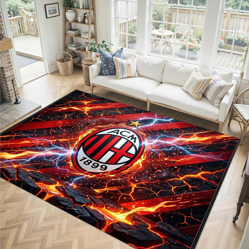 Дизайн AC Milan Кристальный Велюровый Ковер Уютный Не?Нескользящий ковер с принтом для спальни, гостиной, прихожей