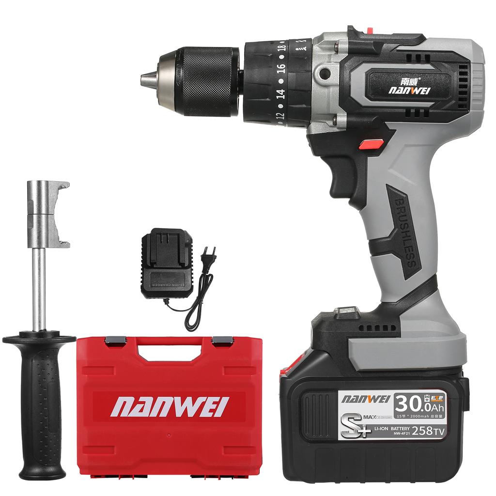 Аккумуляторная дрель-шуруповерт 21 В, максимальный крутящий момент 200 Нм, 20 + 3 положения, 0–2150 об/мин, переменная скорость, удар