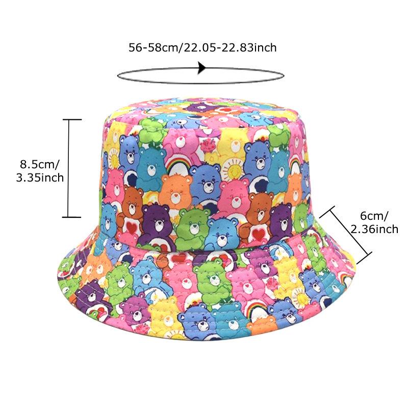 New Cute Cartoon Care Bears Fisherman's Hat Sunscreen Double Sided Basin Hat Men's and Women's Outdoor Travel Sunshade Hats