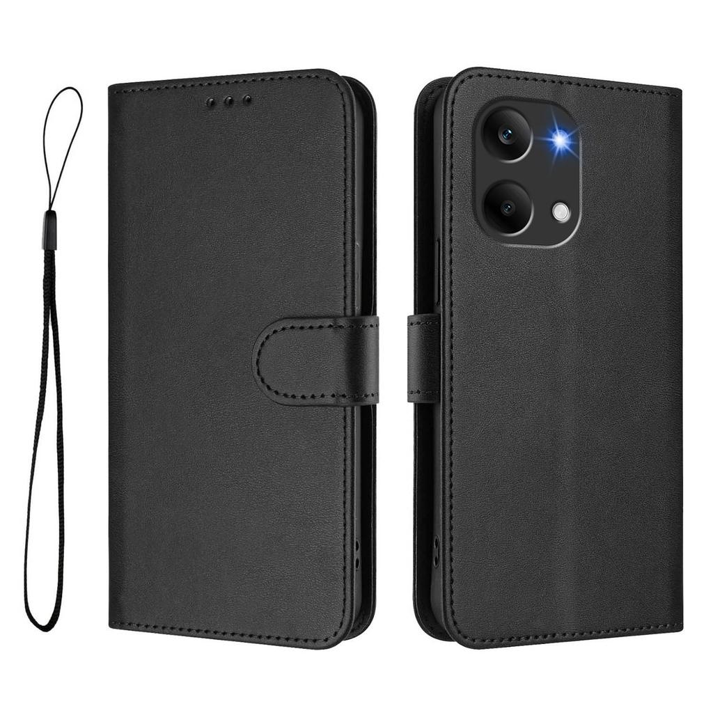 Wallet Case for Poco X8 Pro Max 5G - Leather/PU, Black, With Lanyard