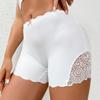 Sexy Lace Edge Women's Ice Silk Solid Color Smooth Boyshorts No Show Stretch Plus Size Safety Shorts Invisible Leggings