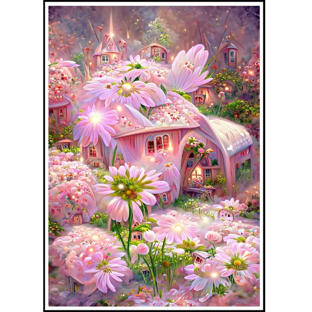 Новый 5D DIY алмазная живопись пейзаж мечты горный хрусталь мозаика розовая ромашка цветочный сад Алмазная вышивка крестиком