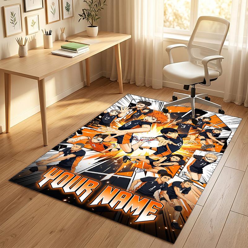 Personalized Crystal Velvet Carpet,Haikyuu Custom Printed Name, Plush Area Rug For Home Indoor Decor