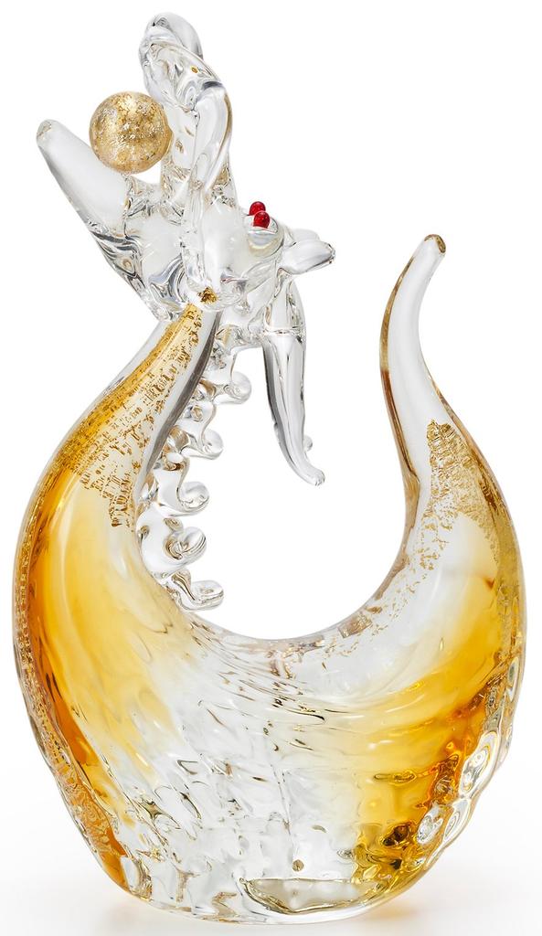 ADERIA (ADERIA) Ornament, Iki Kobo X ADERIA, Zuiten Yellow Dragon [GlassDragonGlass CaseHandmade], Made In Japan, Gift Boxed, New Year's Decoration,