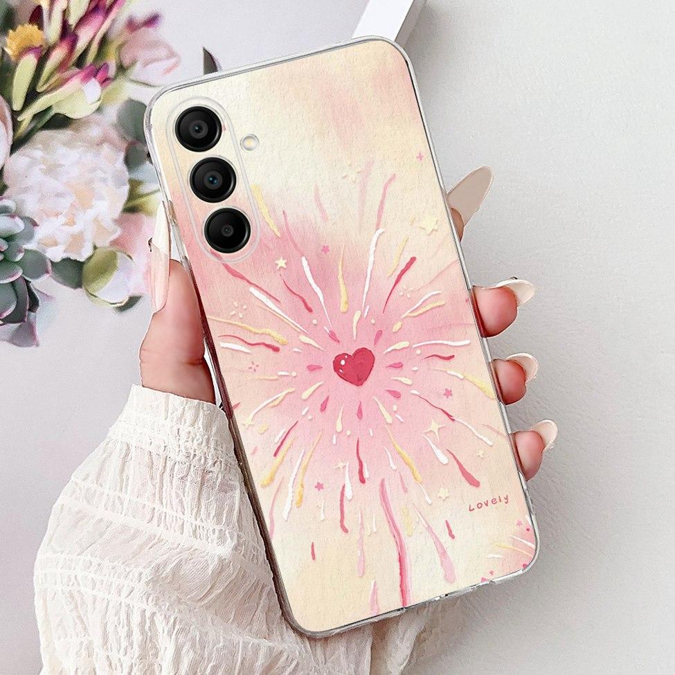 Для Samsung A15 Чехол SM-A155F Прозрачный Роскошный Милый Модный Цветы Забавный Расписной Задняя Крышка Для Samsung Galaxy A15 Чехол для Телефона Funda
