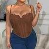 1XL-4XL Большой размер Кружевной корсет Прозрачные кружевные кроп-топы Эластичный подтяжка-жилет Женские