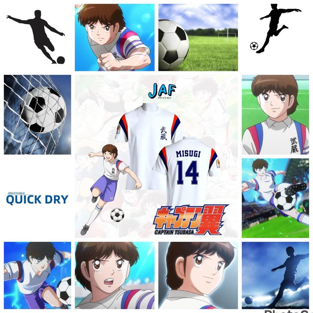 Капитан Цубаса Мисуки Футбол Футболка Джерси Япония Мультфильм Анимация Принт Дышащая Быстросохнущая Винтажная С коротким рукавом Униформа Спорт