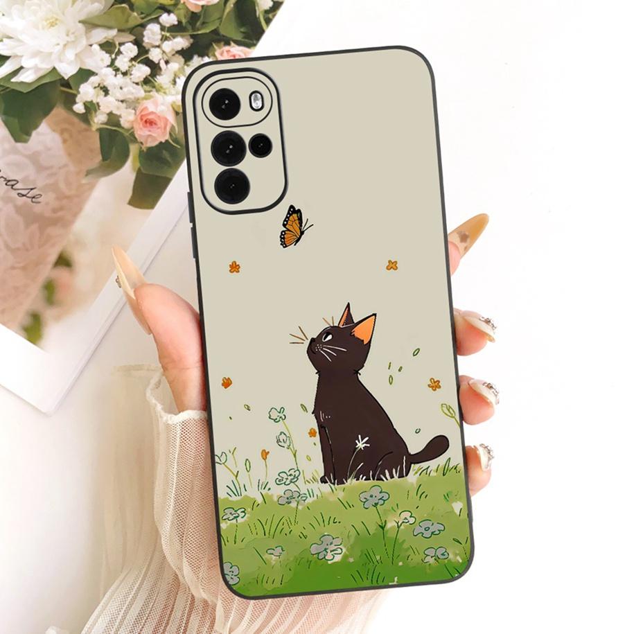 For Motorola Moto G22 G32 G42 Case XT2231-1 XT2235-2 XT2235-2 Cute Cat Butterfly Cartoon Soft Cover For Moto G62 5G MotoG42 Capa