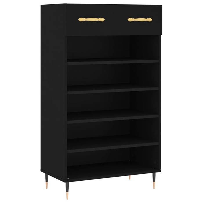 VidaXL Shoe Cabinet Black 60x35x105 Cm Engineered Wood 829589