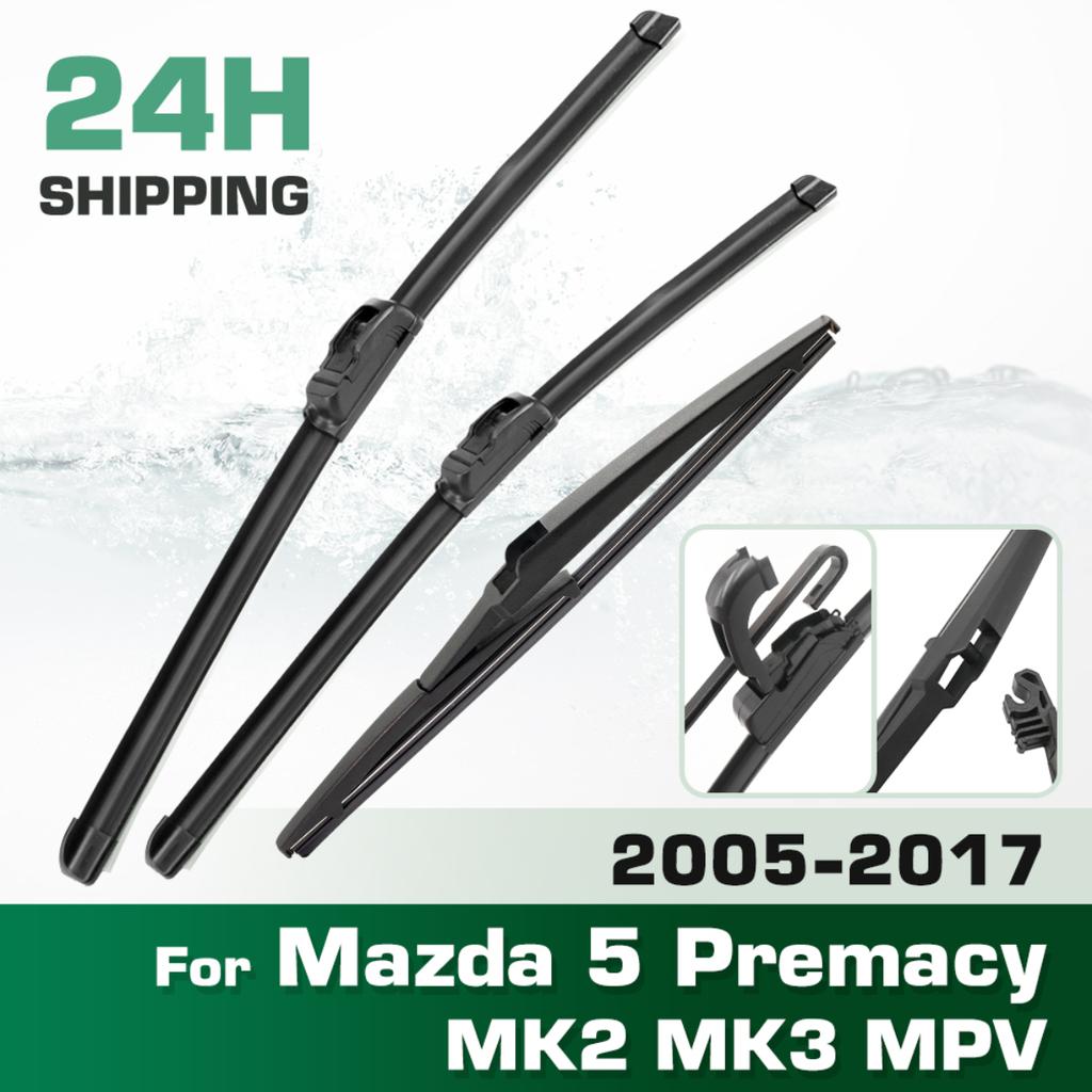 For Mazda 5 Premacy MK2 MK3 MPV 2005-2017 2006 2007 Wiper Front & Rear Wiper Blades Windshield Windscreen Brushes 26"+16"+12