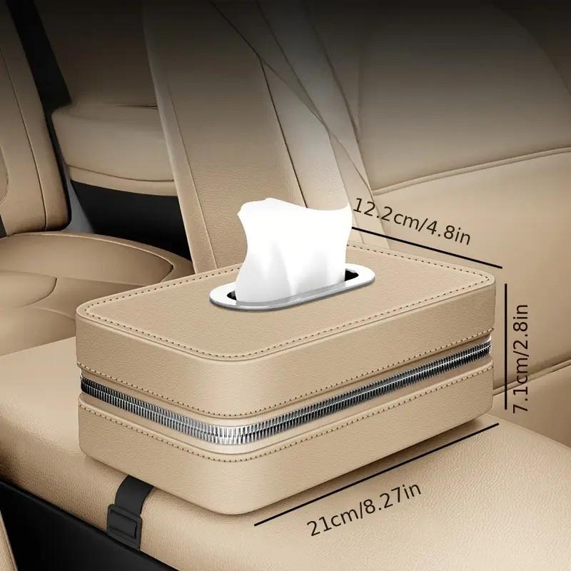 Car Leather Tissue Box With A Simple And High-End Feel, Car Seat Back Armrest Box, Multi-Functional Hanging Tissue Storage Box
