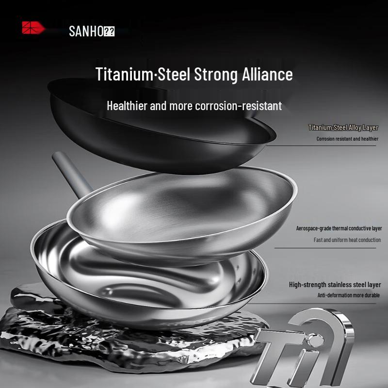 Санхе Титановая сталь 30 см Вок с антипригарным покрытием 0-Coating
