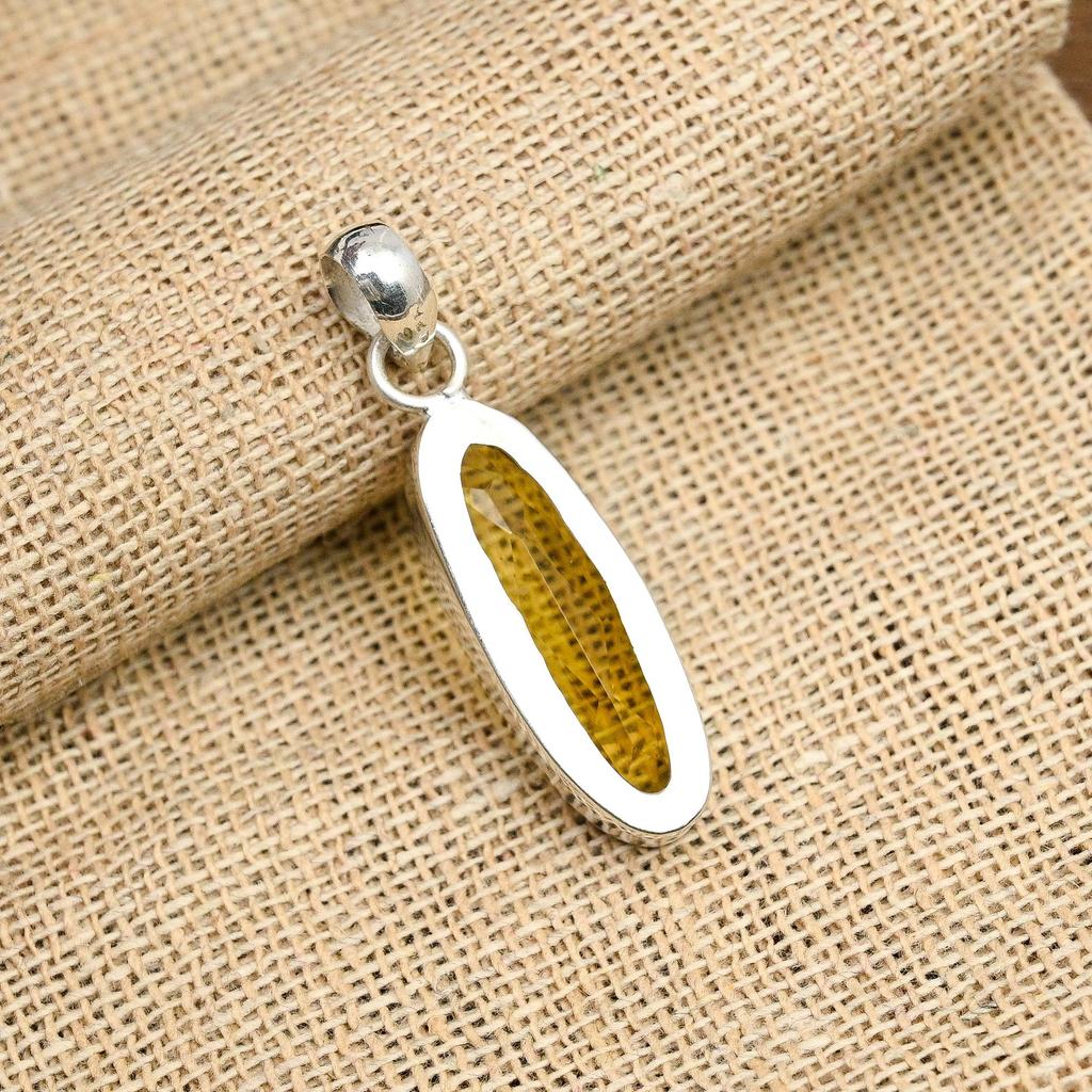 Citrine Gemstone Handmade 925 Sterling Silver Jewelry Lovely Pendant Gift For Her