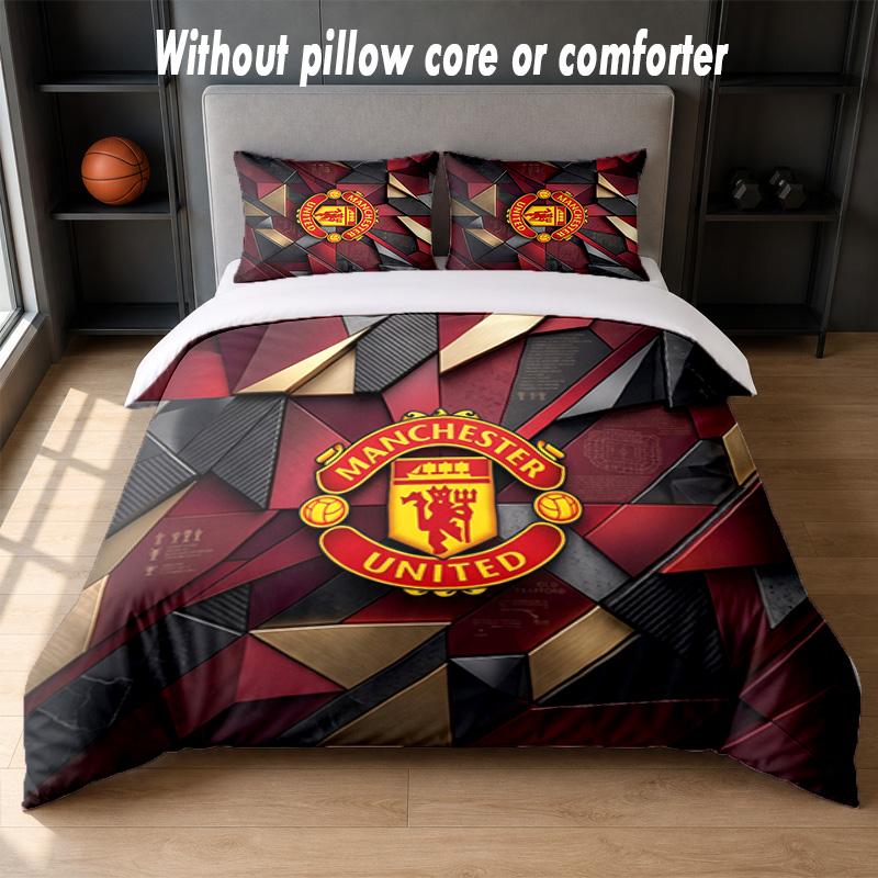 Дизайн Manchester United Постельное белье 1 пододеяльник + 2 наволочки Мягкое дышащее домашнее постельное белье