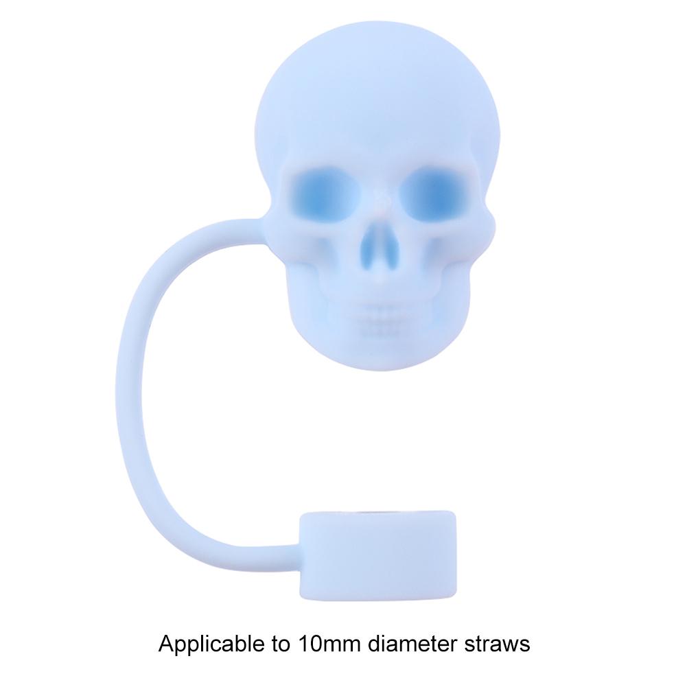Silicone Skull Shape Straw Caps Dust-Proof Halloween Skull Straw Toppers Funny Tumbler Straw Plugs for Stanley 30&40 Oz Tumbler