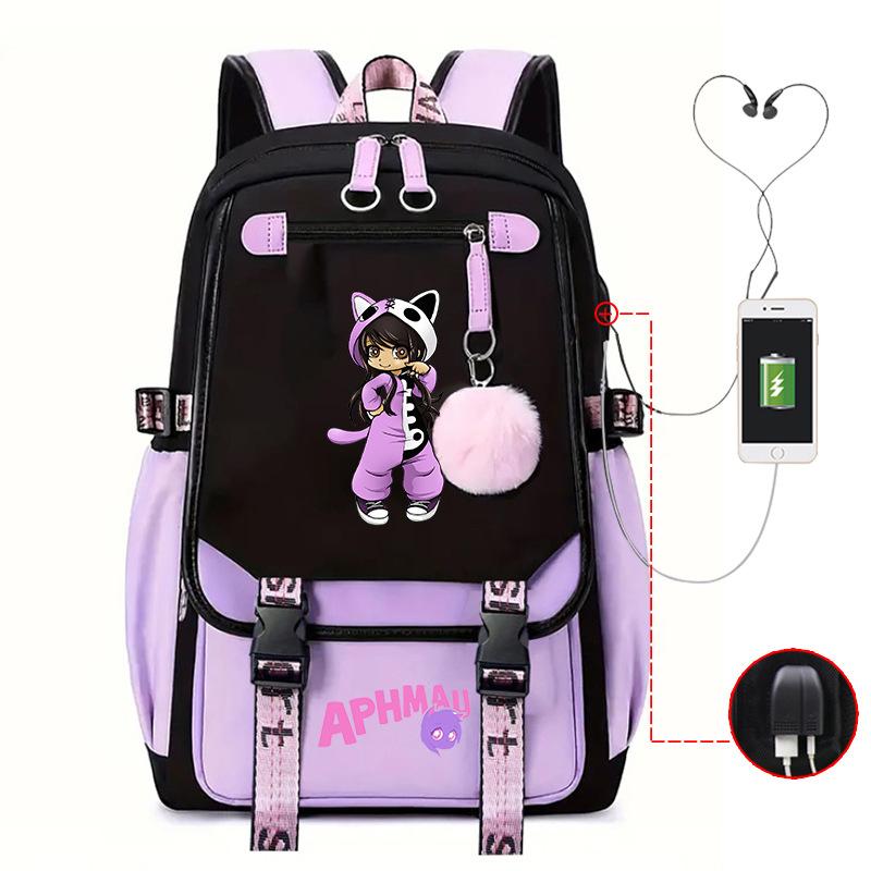 Harajuku Simple and Versatile Aphmau Junior High School Student School Bag Female Lightweight Large Capacity Middle School Student Backpack