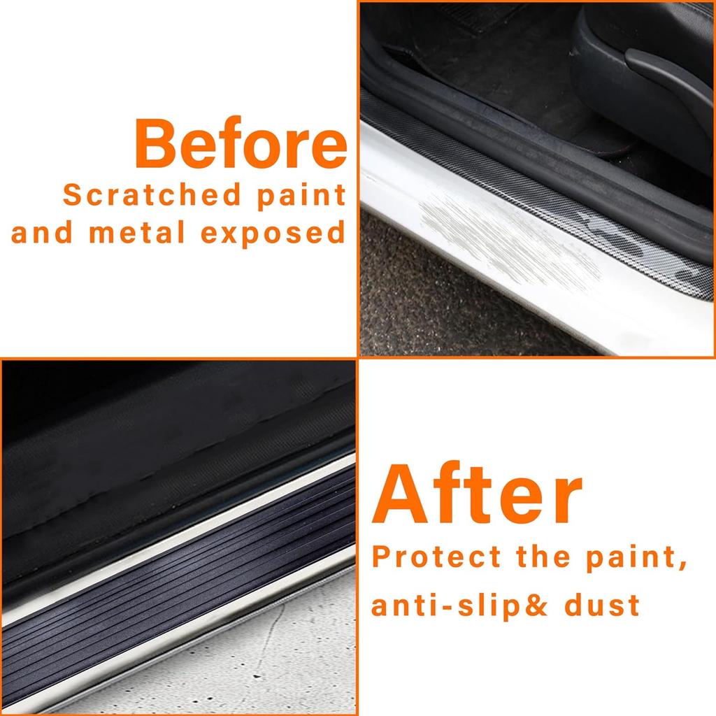 4PCS Car Door Sill Protector, Universal Threshold Protection For Cars, Automotive Rubber Scratch Resistant Entry Sill Guards, Doors Edge Step Dust