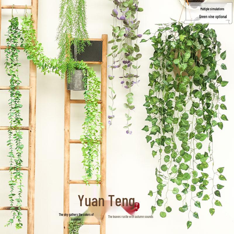 Home Kindergarten Green Plant Wall Decor: Hanging Ivy Leaf Vines and Wreath Decorations