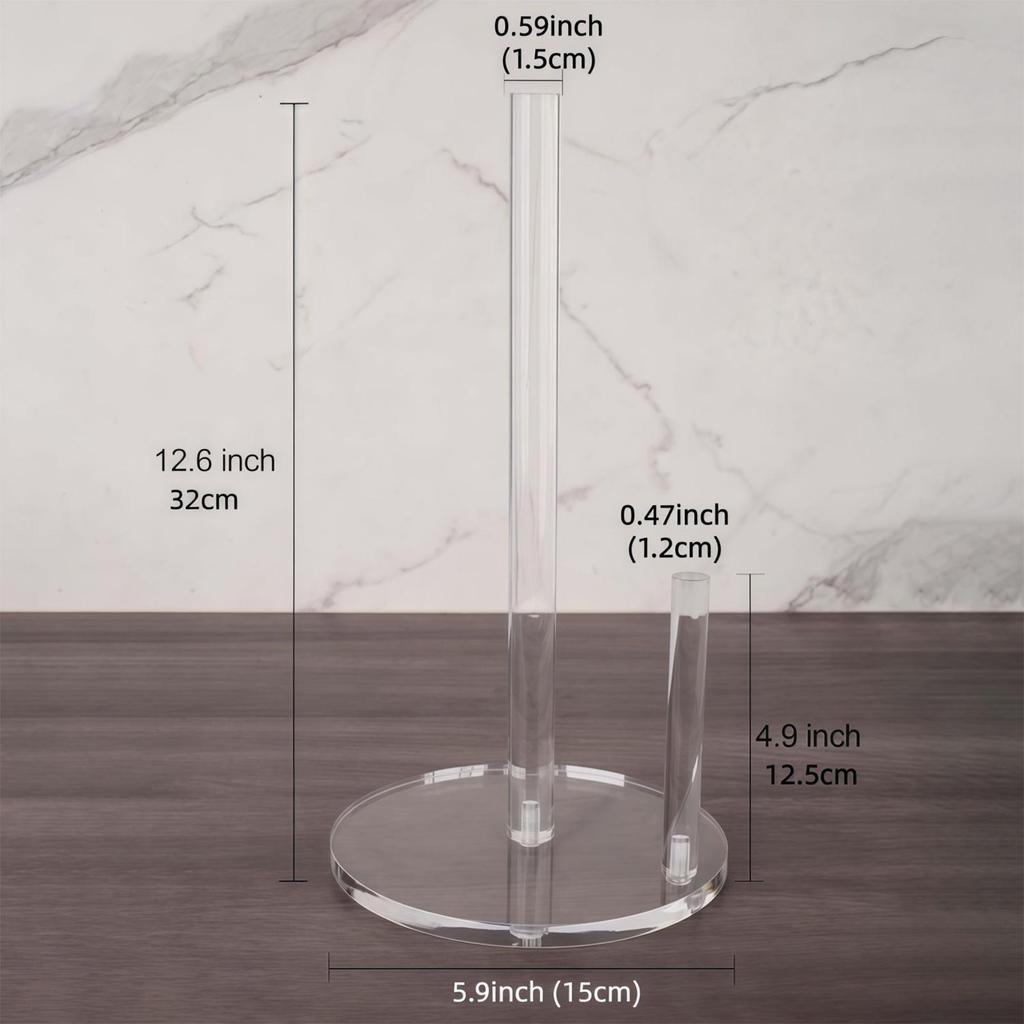 Paper Towel Holder Acrylic Tissue Roll Rack Paper Towel Dispenser for Bathroom Toilet Pantry Desk Table Apartment Nursery