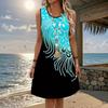 Women's Flower Printed Sleeveless Round Neck Dress Loose Soft and Comfortable Plus Size Dress