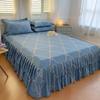 Printed Bed Skirt Skin-Friendly Bed Skirt Single Piece Single Double Bed Cover Three-Piece Set Double Layer Lace Bed Skirt Bed Cover