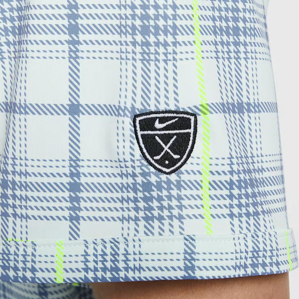 Nike Мужская футболка-поло в клетку Tartan с коротким рукавом, быстросохнущая, с опущенной линией плеча II0787-394