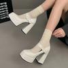 Mary Jane Super High Heels Spring and Autumn New Waterproof Table Muffin Sole Small Thick Heel Large Size Single Shoes