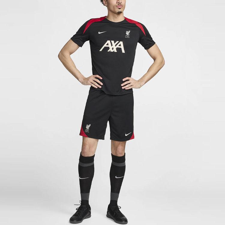 Nike SS24 Dri-FIT Liverpool Football Club Logo Вышитый цветной блок Удобная трикотажная спортивная майка с коротким рукавом Мужская майка Черный FN9838-013