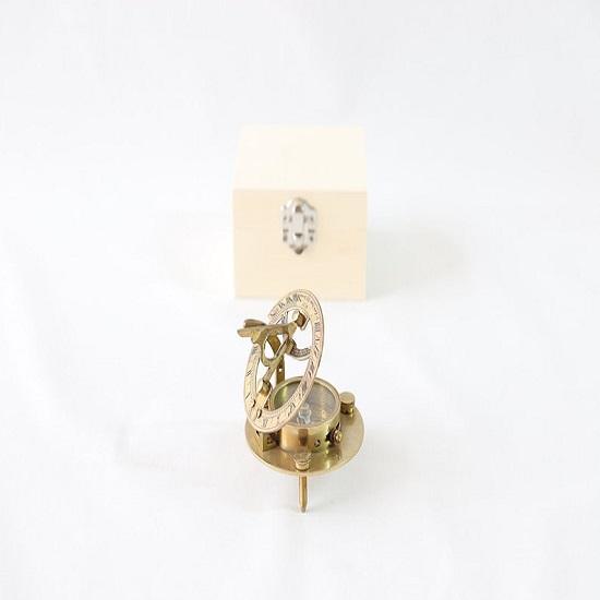 Компас с солнечными часами и коробкой, латунь, морской, декор, морские подарки